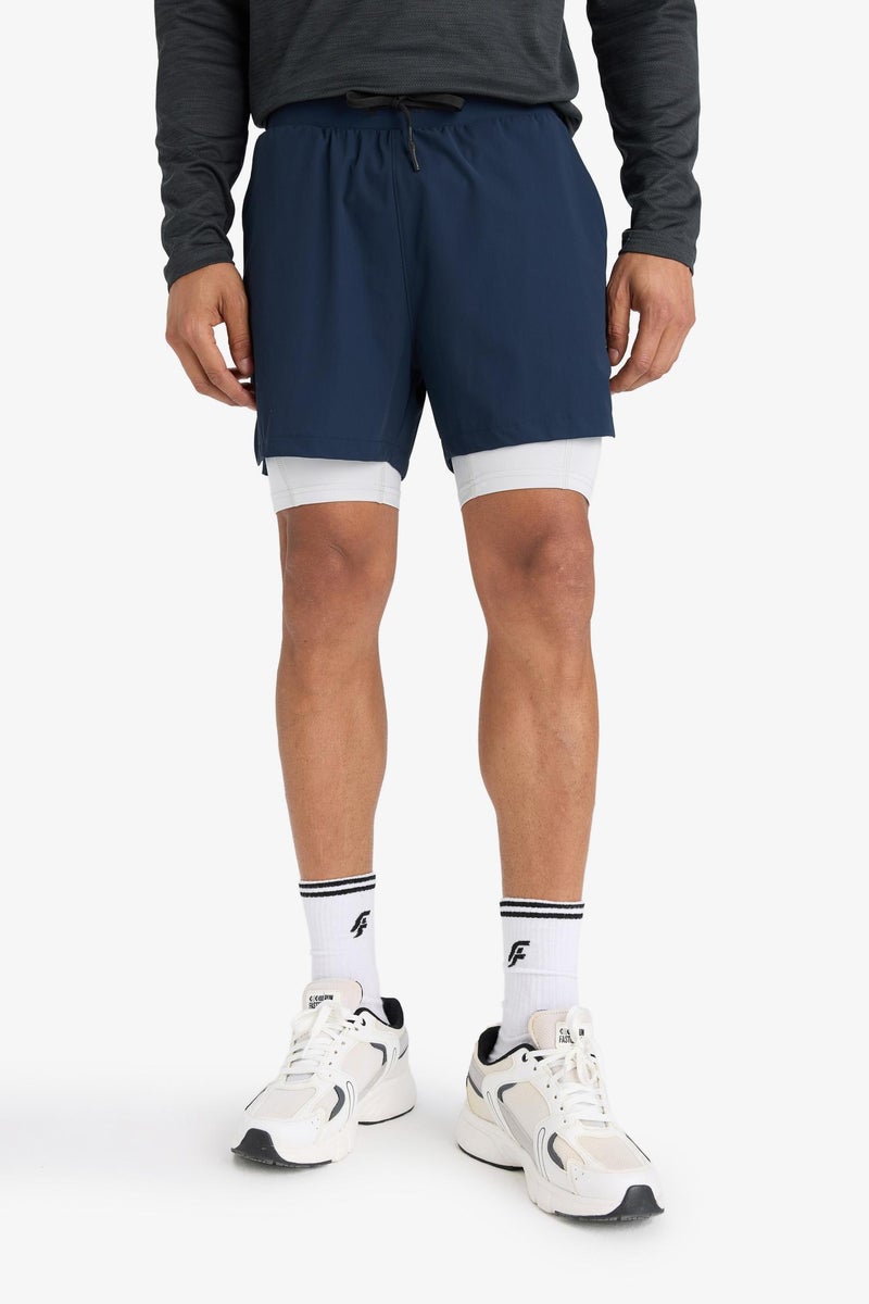 DeFacto Blue Man DeFactoFit Slim Fit Sports Crop Shorts Casual - Image 4